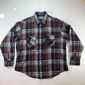 Rugged Wear by BOG Mens XL Red Blue Plaid Flannel Shirt‎ Long Sleeve Button Down